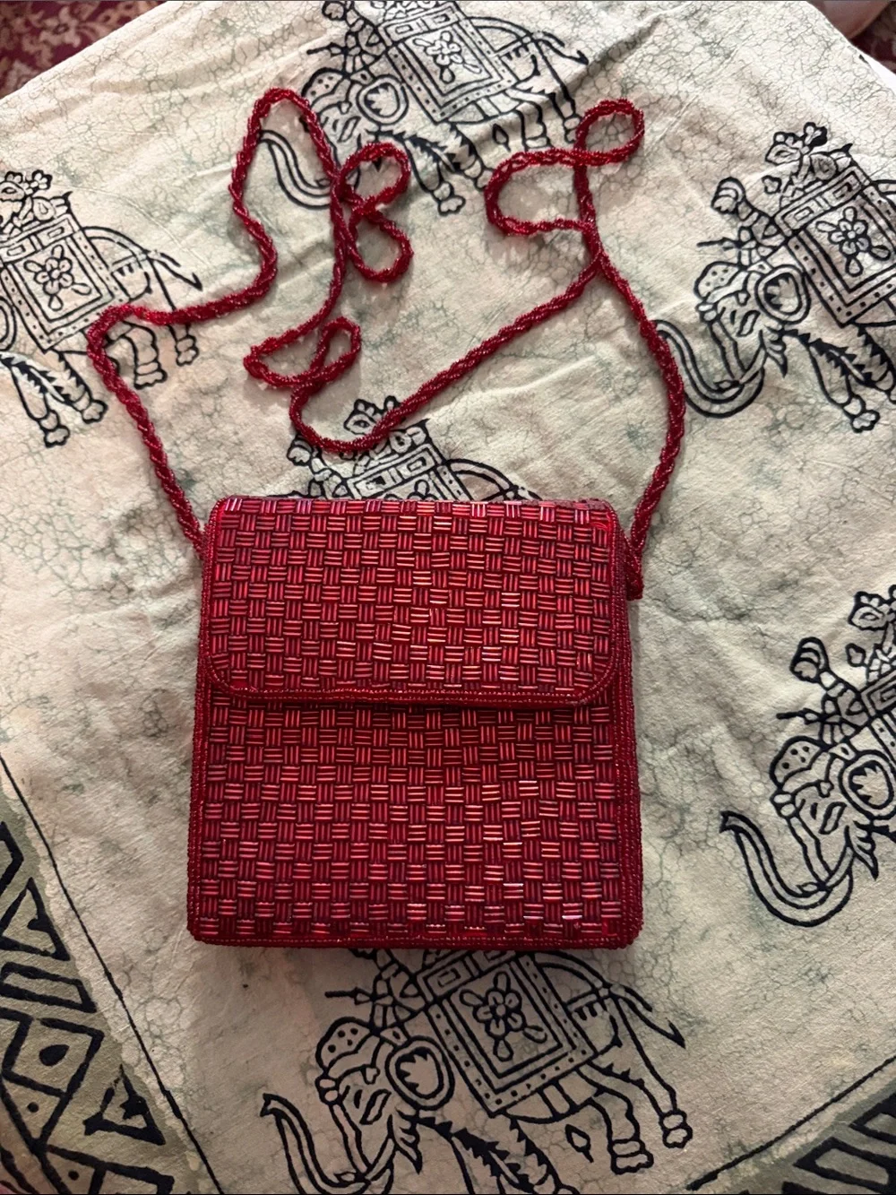 Red Woven Crossbody Bag - Unbranded